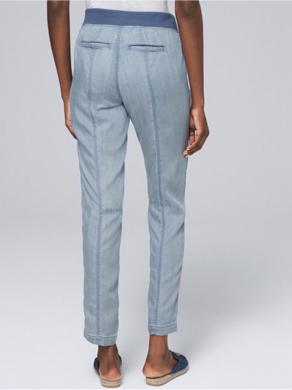Light Wash Slim Jogger Pants with Contrast Waistband